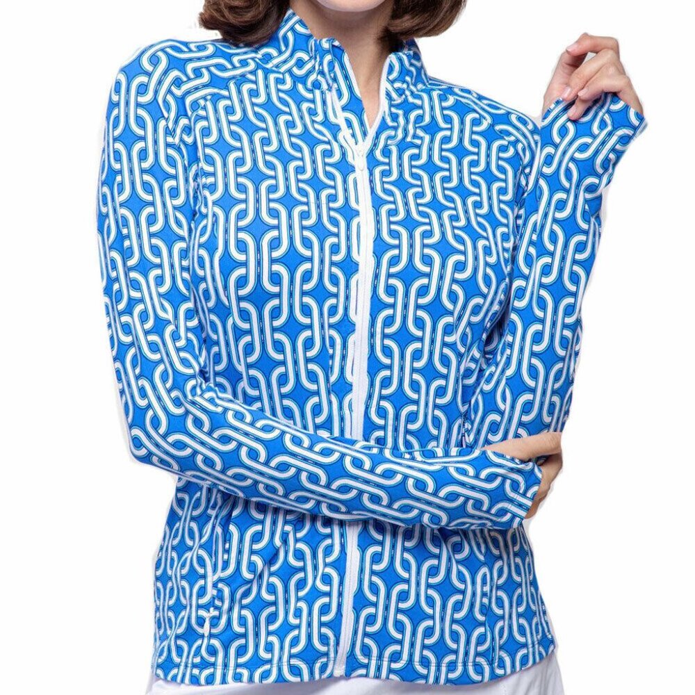 Ibkul Andrea Full Zip Golf Jacket S small Royal Blue white Long Sleeve